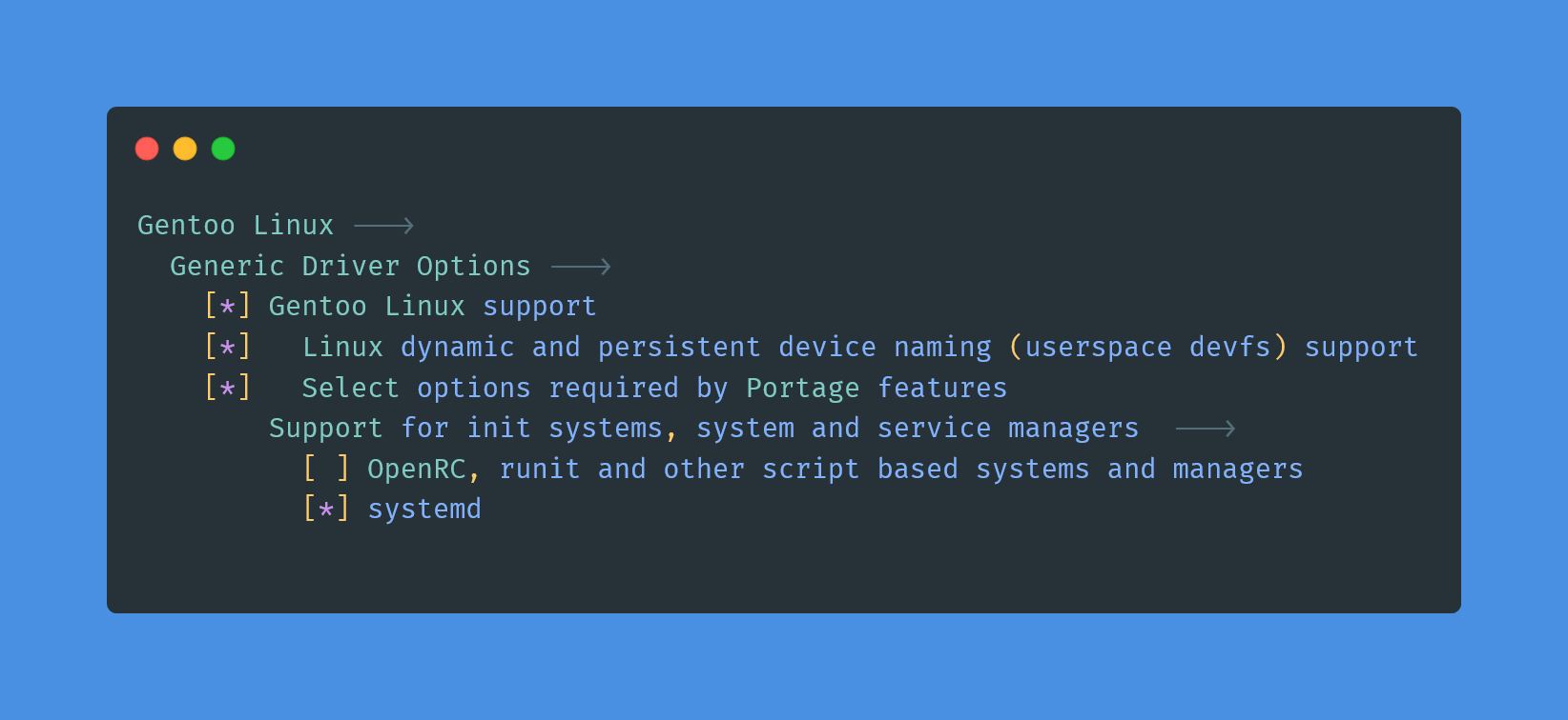 Kernel configuration