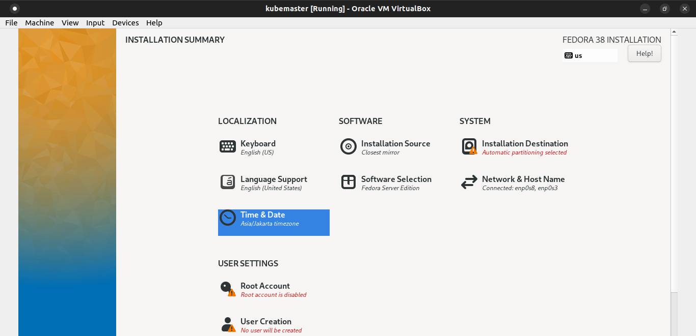 Fedora Server installation