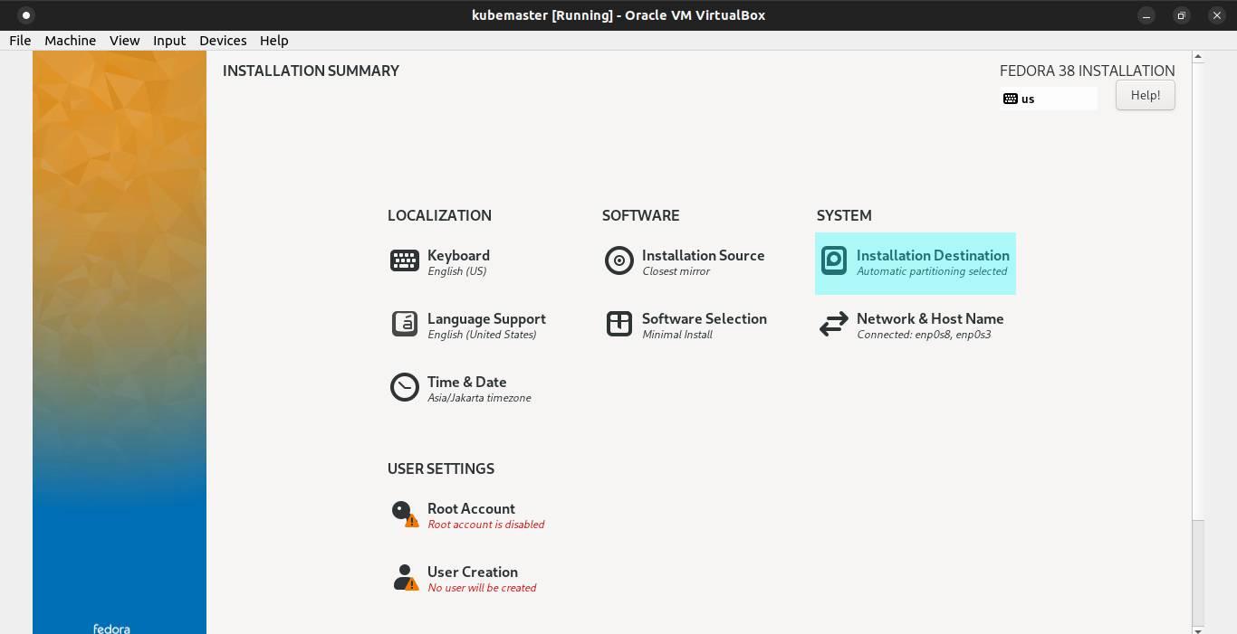 Fedora Server installation