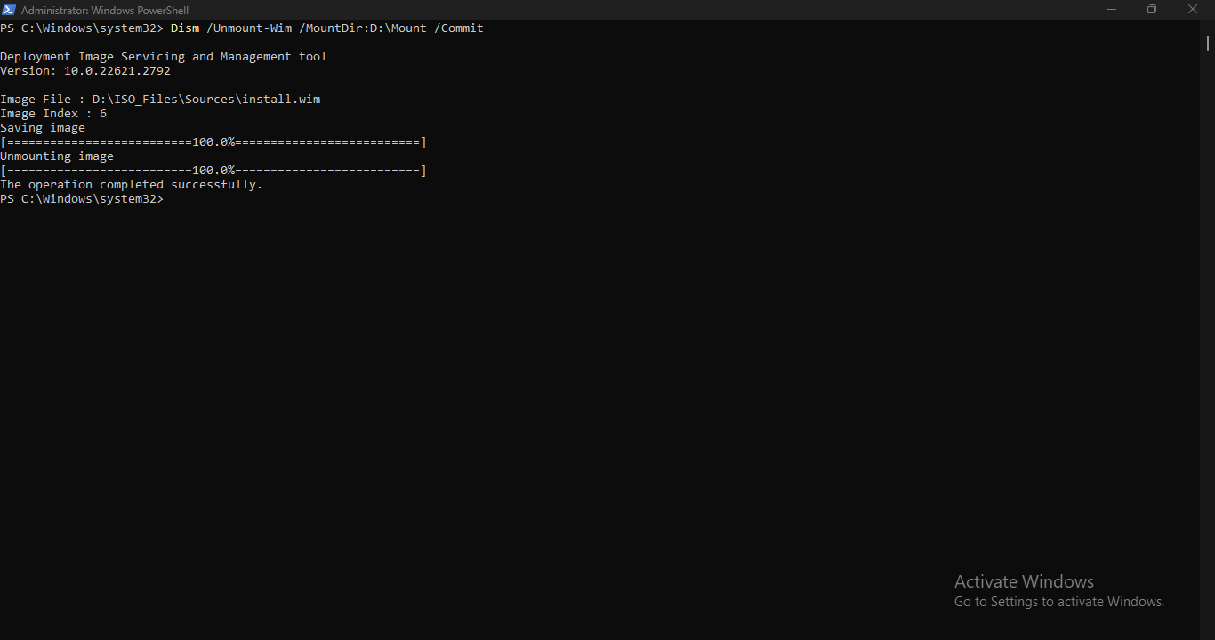 Unmount Windows Image