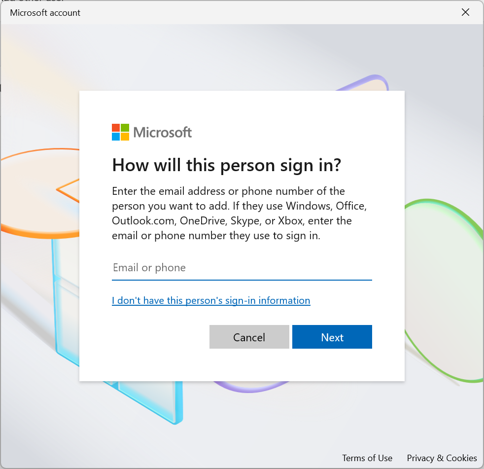 How will this person sign-in